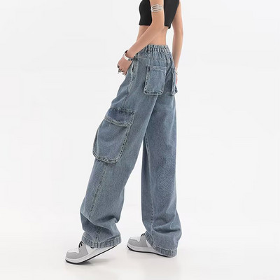 Gidyq traper kargo hlače s više džepova Ženska ulična odjeća visokog struka Široke široke traperice u američkom stilu Ženske hip hop hlače