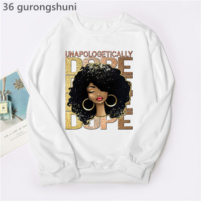 Ακουαρέλα Χρυσή Ασυγχώρητη γραφική εκτύπωση Φούτερ Γυναικείες/Κορίτσια Μόδα Αφρικανική Μαύρη Μαγική Φούτερ Femme Jumper