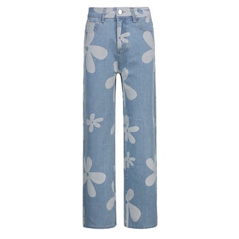 Casual Floral Print Hot Retro Jeans Streetwear Chic Cute ίσιο φαρδύ τζιν παντελόνι αισθητικής Grunge της δεκαετίας του \'90