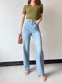 ZHISILAO Vintage plave ravne traperice širokih nogavica Ženske ulične traper hlače visokog struka punog struka Ljeto 2022.