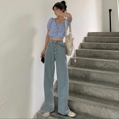 Τζιν τζιν παντελόνι για γυναίκες 2023 Loose ίσια vintage Hot φαρδύ πόδι Κορεάτικο ψηλόμεσο Y2k εμπριμέ Γυναικείο παντελόνι Τζιν Τέντ νέο