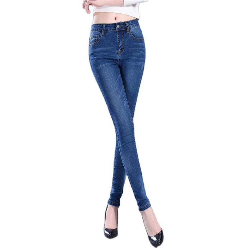 Nove hlače Skinny Denim Pencil Jeans Ženske elastične hlače visokog struka Crno-plave rastezljive vruće rasprodaje Isprane traperice Ženske hlače