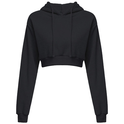 Naiste Crop Top Hoodie vabaaja pikkade varrukatega kapuutsiga lühike kampsun Seksikad Crop kampsunid