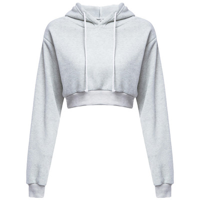 Naiste Crop Top Hoodie vabaaja pikkade varrukatega kapuutsiga lühike kampsun Seksikad Crop kampsunid