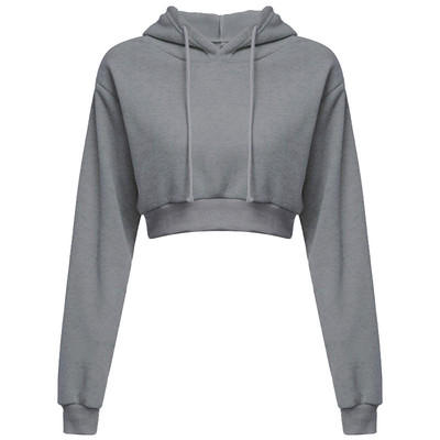 Naiste Crop Top Hoodie vabaaja pikkade varrukatega kapuutsiga lühike kampsun Seksikad Crop kampsunid