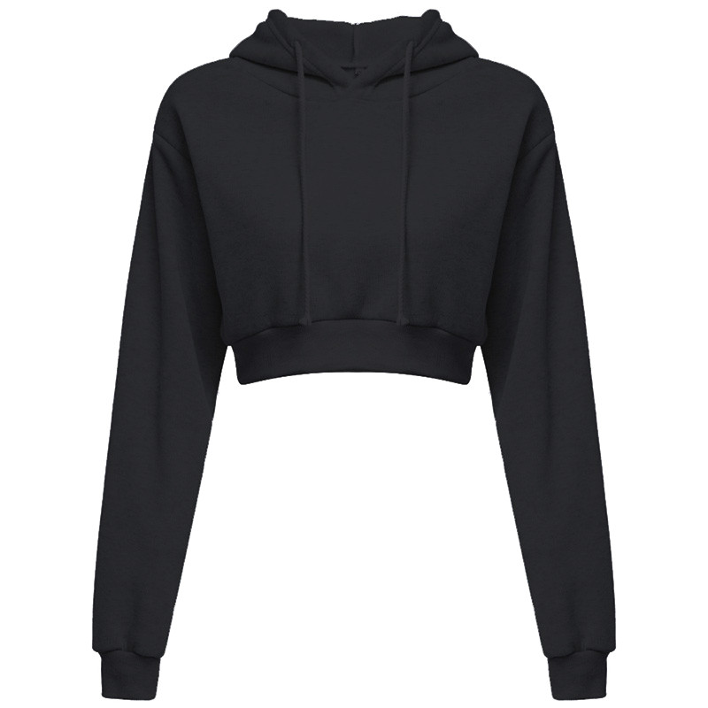 Naiste Crop Top Hoodie vabaaja pikkade varrukatega kapuutsiga lühike kampsun Seksikad Crop kampsunid