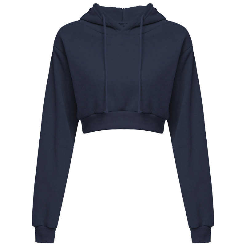 Naiste Crop Top Hoodie vabaaja pikkade varrukatega kapuutsiga lühike kampsun Seksikad Crop kampsunid