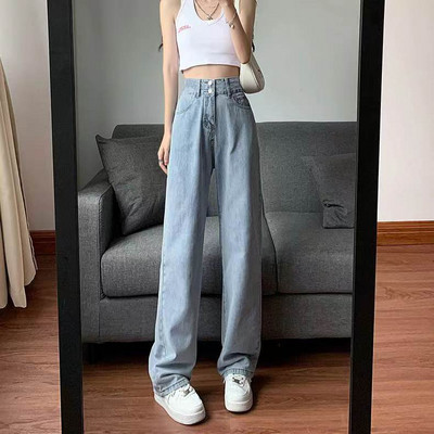 2023 Nove ženske traper hlače Y2K Vintage traperice visokog struka s vezom Ženske hip hop hlače ravnih nogavica Ženske široke hlače