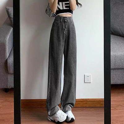 2023 Nove ženske traper hlače Y2K Vintage traperice visokog struka s vezom Ženske hip hop hlače ravnih nogavica Ženske široke hlače