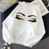 Šminka Art Brown Eyelashes Print Hoodies ženska odjeća 2021 sudadera mujer kawaii zimska majica femme streetwear