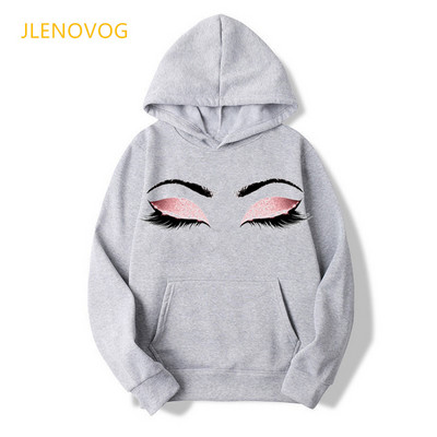 Šminka Art Brown Eyelashes Print Hoodies ženska odjeća 2021 sudadera mujer kawaii zimska majica femme streetwear