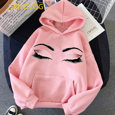 Šminka Art Brown Eyelashes Print Hoodies ženska odjeća 2021 sudadera mujer kawaii zimska majica femme streetwear