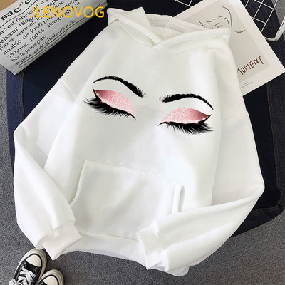 Šminka Art Brown Eyelashes Print Hoodies ženska odjeća 2021 sudadera mujer kawaii zimska majica femme streetwear