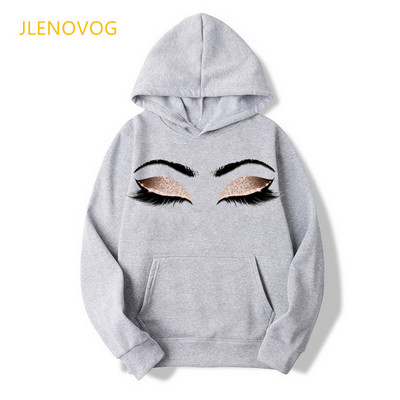 Šminka Art Brown Eyelashes Print Hoodies ženska odjeća 2021 sudadera mujer kawaii zimska majica femme streetwear