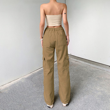 Vintage 90S Casual Cargo Παντελόνι Γυναικεία Χαμηλή Μέση Vintage Γκρι Φαρδιά Streetwear Φαρδύ τζιν φόρμες ίσιο τζιν Κορεάτικη μόδα