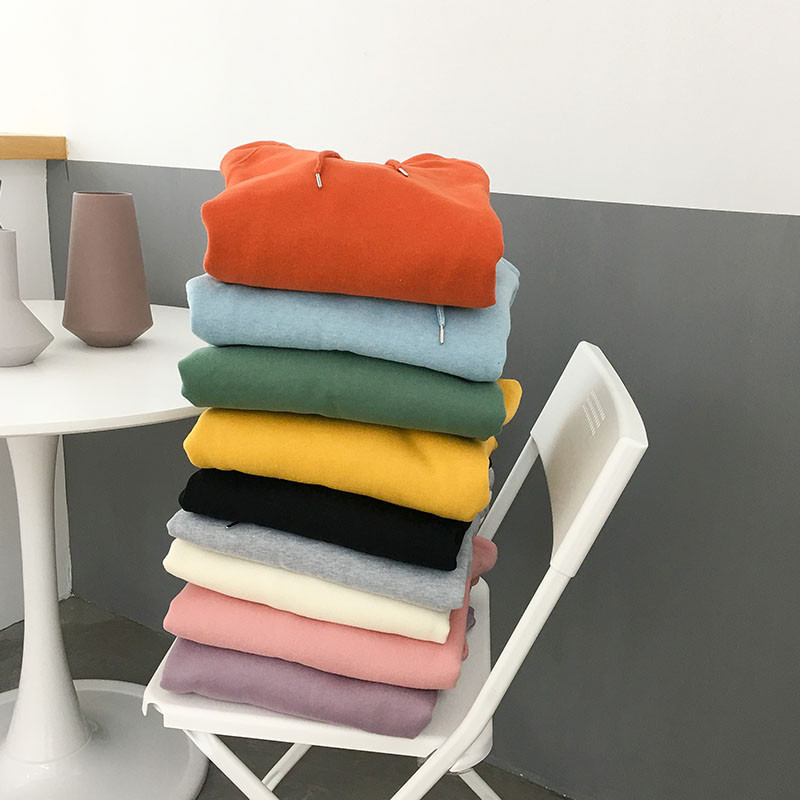 Novi zimski kaput Ženska majica s kapuljačom u elegantnom stilu Puloveri od flisa, jednobojni, spuštena ramena, narančasti