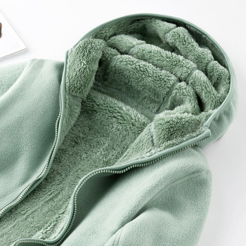 Unisex Reversible Hoodie Γυναικεία πουλόβερ Φούτερ Χειμώνας Ζεστό Πολικό/Κοραλί Fleece Γυναικείο παλτό με κουκούλα με κουκούλα