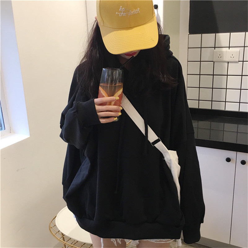 Hoody ženska majica s kapuljačom dugih rukava crna ženska opuštena kapuljača Nova ležerna debela jakna trenirka odjeća gornja majica