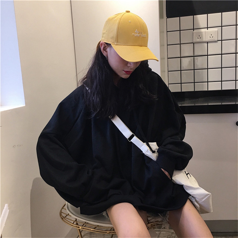 Hoody ženska majica s kapuljačom dugih rukava crna ženska opuštena kapuljača Nova ležerna debela jakna trenirka odjeća gornja majica