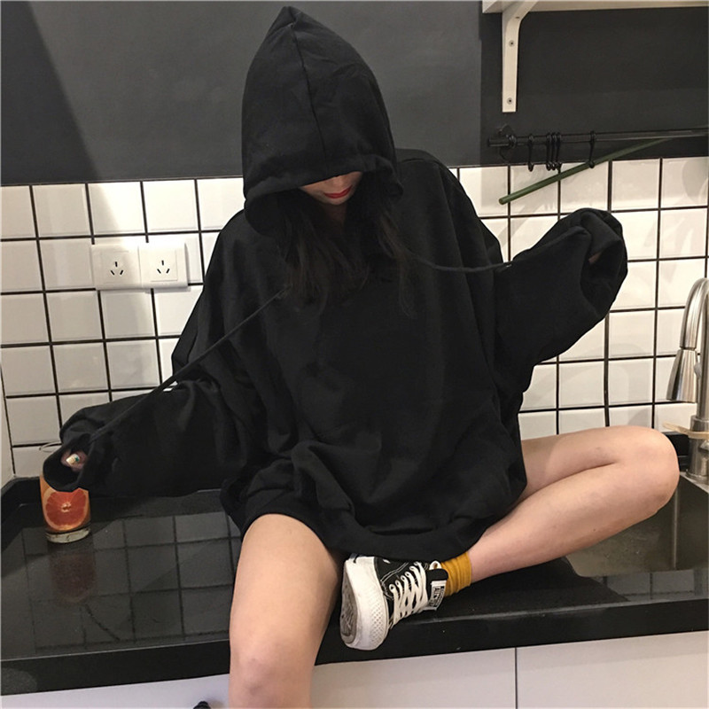 Hoody ženska majica s kapuljačom dugih rukava crna ženska opuštena kapuljača Nova ležerna debela jakna trenirka odjeća gornja majica