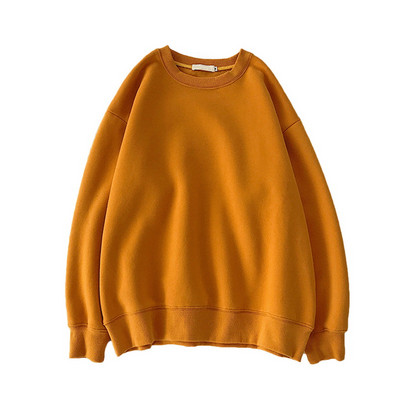 Γυναικεία βελούδινα μπλουζάκια χειμωνιάτικα φούτερ με κουκούλα με στρογγυλή λαιμόκοψη μακριά μανίκια φαρδιά κορυφαία κορεάτικα πουλόβερ μόδας Χοντρά ρούχα