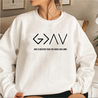 Jumal on suurem kui kõrged ja madalad sviitrid Faith Top Christian Mom Pullover God Is Good Crewneck dressipluus Unisex kapuuts