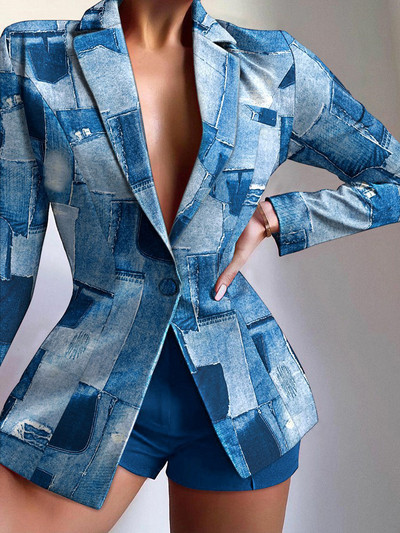 Κομψό γυναικείο κοστούμι σετ γραφείου Γυναικεία μακρυμάνικα κουμπιά Slim blazer παλτό + κοντό παντελόνι Σετ μόδας δύο τεμαχίων 2022