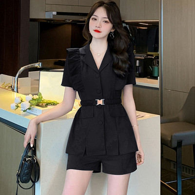 Mood kontor Elegantne 2-osaline varustus Ülikonnad Naistele Temperament Vintage magusad topsid mantel bleiser ülikond lühikesed püksid õhukesed komplektid suvised