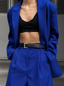 Kaheosaline komplekt 2022. aasta moe nööbiga, õhuke bleiser retro stiilis vaba aja naiste stiilne jakk, lühikeste pükste ülikond