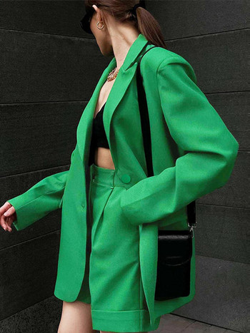 Σετ δύο τεμαχίων 2022 Fashion Button Slim Fit Μασίφ μπλέιζερ Retro Leisure Γυναικείο κομψό σακάκι με μεσαία σορτς