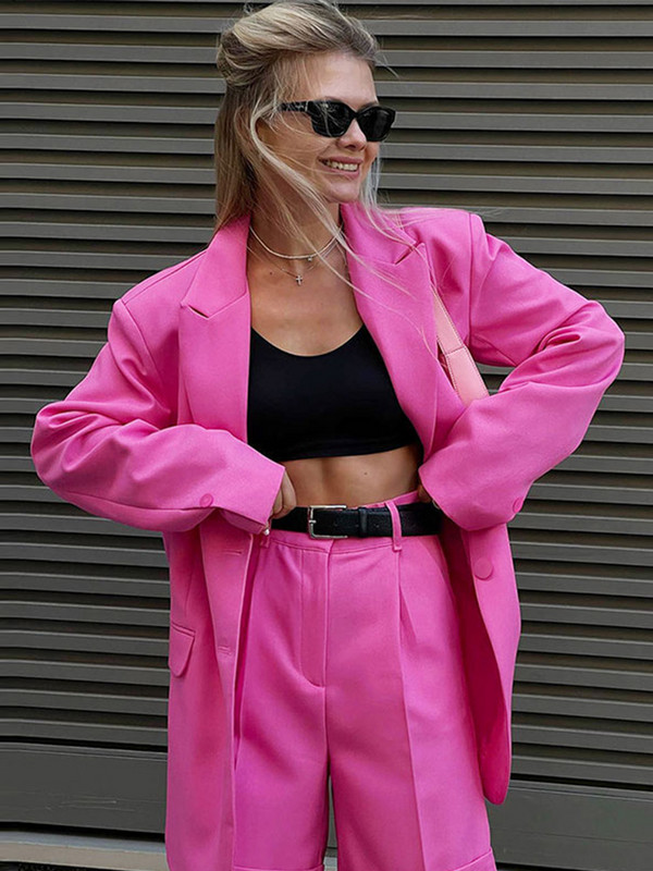 Kaheosaline komplekt 2022. aasta moe nööbiga, õhuke bleiser retro stiilis vaba aja naiste stiilne jakk, lühikeste pükste ülikond