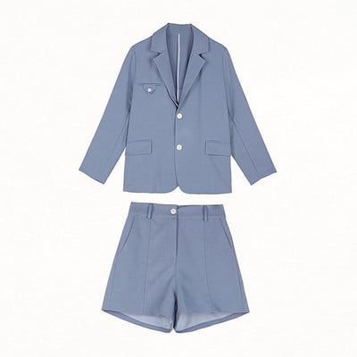 JuneLove Summer Fashion Suits Hepburn Μικρό άρωμα Κορεατικής Έκδοσης Blazers Σετ Office Lady Vintage Blazers+Σορτς 2 τεμαχίων
