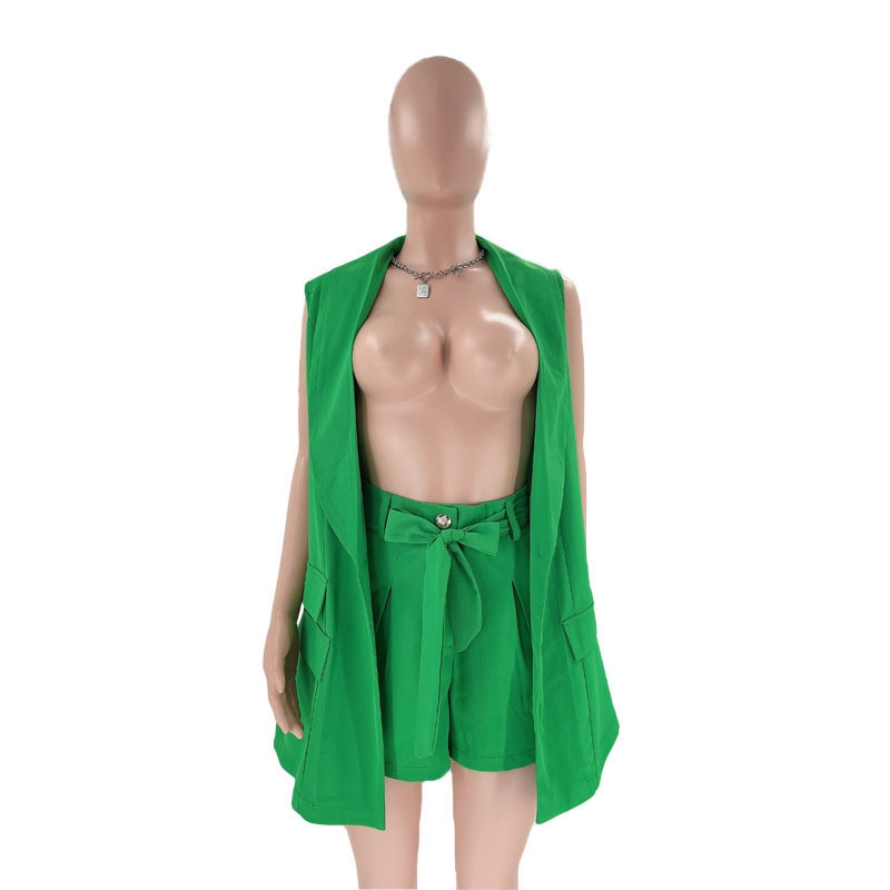 STIILNE LADY Elegantne 2-osaline naiste komplekt, varrukateta sälkudega bleiser ja lühikesed püksid, ülikonnad 2022. aasta sügisklubipeo kontorinaiste komplektid