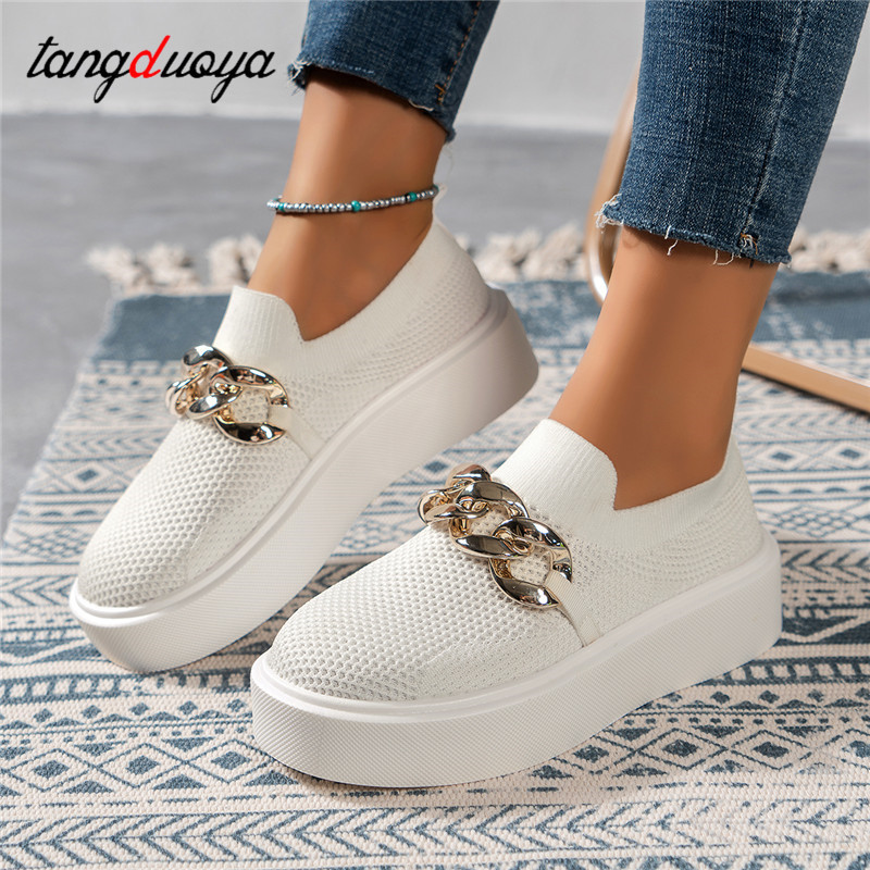 Ženske tenisice s platformom tenisice za žene Modne lančane tenisice prozračne tenisice za trčanje na otvorenom sportske cipele velika veličina 43