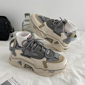 Fashion Patchwork Woman Vulcanize Παπούτσια 2021 Φθινοπωρινή Πλατφόρμα Αθλητικά Παπούτσια Γυναικεία παπούτσια που αναπνέουν με πλέγμα Casual γυναικεία υποδήματα