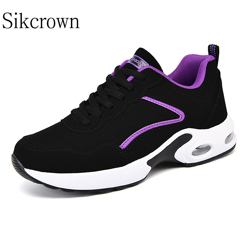 Zomšiniai sportbačiai moterims, 42 dydžio pleištinė platforma, juodi moteriški oro pagalvėlės bėgimo bateliai lengvi, kvėpuojantys laisvalaikio sporto šakos