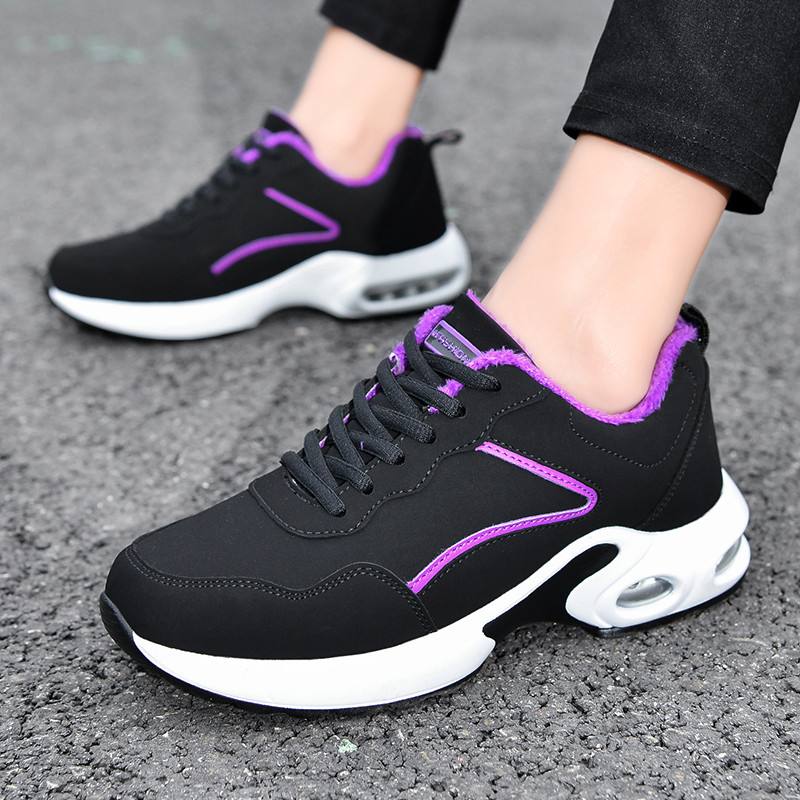 Zomšiniai sportbačiai moterims, 42 dydžio pleištinė platforma, juodi moteriški oro pagalvėlės bėgimo bateliai lengvi, kvėpuojantys laisvalaikio sporto šakos