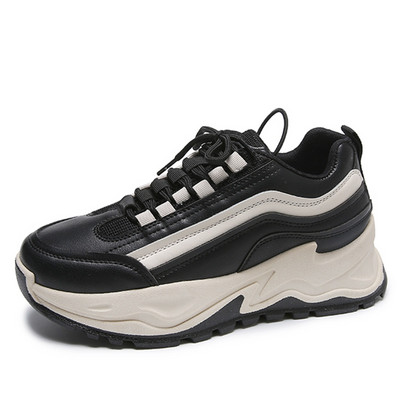 Λευκά αθλητικά γυναικεία πάνινα παπούτσια Παπούτσια μόδας Πλατφόρμα ελεύθερου χρόνου Στρογγυλή κεφαλή Πλατφόρμα φοιτητικών παπουτσιών με κορδόνια Ευέλικτο τρέξιμο