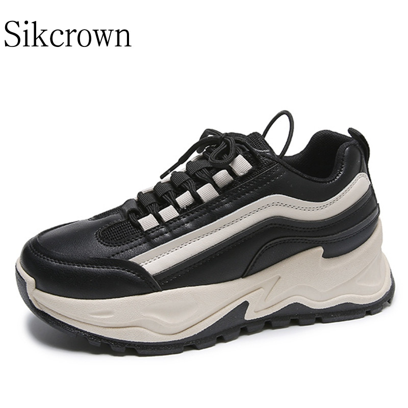 Λευκά αθλητικά γυναικεία πάνινα παπούτσια Παπούτσια μόδας Πλατφόρμα ελεύθερου χρόνου Στρογγυλή κεφαλή Πλατφόρμα φοιτητικών παπουτσιών με κορδόνια Ευέλικτο τρέξιμο