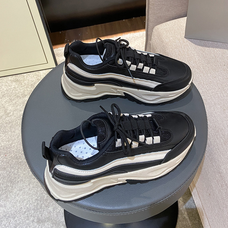 Λευκά αθλητικά γυναικεία πάνινα παπούτσια Παπούτσια μόδας Πλατφόρμα ελεύθερου χρόνου Στρογγυλή κεφαλή Πλατφόρμα φοιτητικών παπουτσιών με κορδόνια Ευέλικτο τρέξιμο