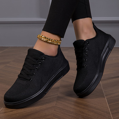 Moipheng Μαύρα Αθλητικά Γυναικεία Αθλητικά Επίπεδα Παπούτσια Κοριτσίστικα με κορδόνια Casual Mesh Αθλητικά Επίπεδα Παπούτσια Αναπνεύσιμα Λευκά Ογκώδη Αθλητικά Παπούτσια Tenis Feminino