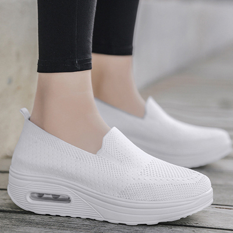 Καλοκαιρινά Γυναικεία Αθλητικά Παπούτσια Διχτυωτό Διχτυωτό Διαπνέον Βουλκανιζέ Παπούτσια Πλατφόρμα Μονόχρωμο Flat Ladies Loafers Casual Wedges Παπούτσια για περπάτημα