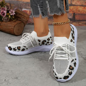 Αθλητικά παπούτσια με μεσαίο τακούνι από βαμβακερό ύφασμα 2023 Γυναικεία παπούτσια Leopord Υψηλής ποιότητας Φθινοπωρινά με κορδόνια Γυναικεία αθλητικά παπούτσια Zapatos De Mujer