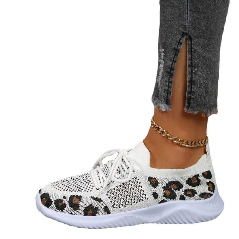 Αθλητικά παπούτσια με μεσαίο τακούνι από βαμβακερό ύφασμα 2023 Γυναικεία παπούτσια Leopord Υψηλής ποιότητας Φθινοπωρινά με κορδόνια Γυναικεία αθλητικά παπούτσια Zapatos De Mujer