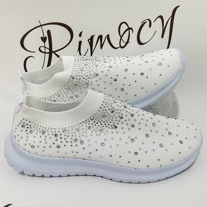 Παπούτσια αθλητικών παπουτσιών Rimocy Crystal Crystal Breathable Mesh για Γυναικεία Άνετα, μαλακά φλατάκια συν μέγεθος 43 Αντιολισθητικά, καθημερινά παπούτσια Γυναικεία