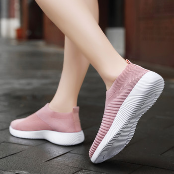 Дамски маратонки Нова модна мрежеста повърхност Дишащи леки ежедневни обувки Плитка уста Плоски обувки за ходене Дамски обувки