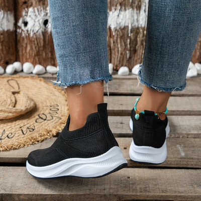 Γυναικεία παπούτσια 2023 Hot Selling Mesh συμπαγή αθλητικά παπούτσια Ευέλικτα απλά καθημερινά αθλητικά παπούτσια Γυναικεία βουλκανισμένα παπούτσια με στρογγυλή μύτη