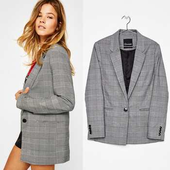 Φθινοπωρινό κοστούμι Blazers Γυναικείο Γραφείο Lady Casual καρό σακάκι Γυναικεία κομψά οδοντωτά επίσημα μπλέιζερ Feminino γυναικεία μπλέιζερ