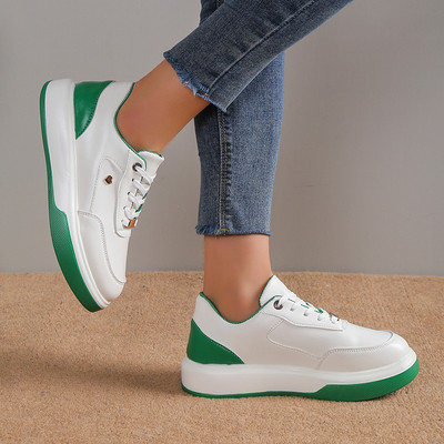 2023 Naiste tossud vabaajajalatsid PU-nahast paksu tallaga nööriga tossud Naiste platvormkingad Vulkaniseeritud kingad Zapatillas Mujer