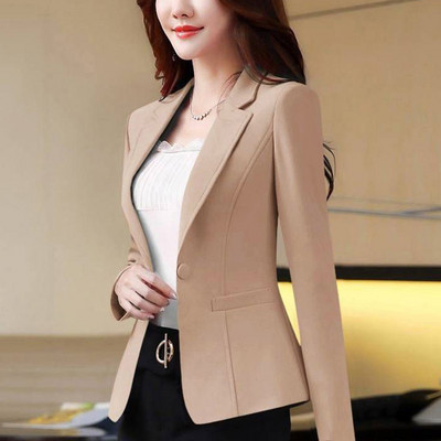 Φθινοπωρινά νέα casual μπλουζάκια μακρυμάνικα Office Lady Blazers Κομψά μονόχρωμα κουμπιά ματισμένα γυναικεία ρούχα παντός τύπου Blazer